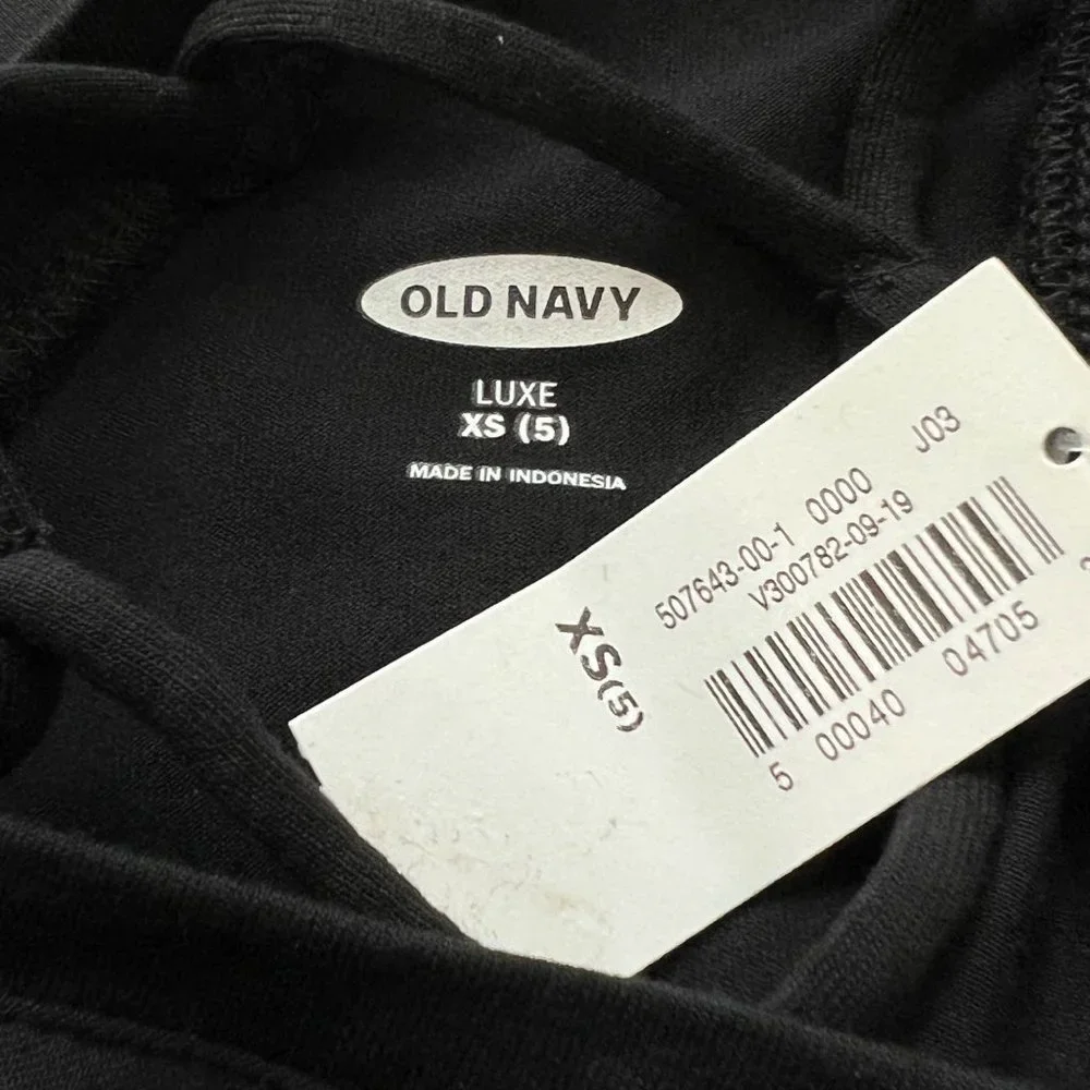Old Navy Luxe Top Short Sleeve Lattice Back‎ Black Jack Girl’s XS